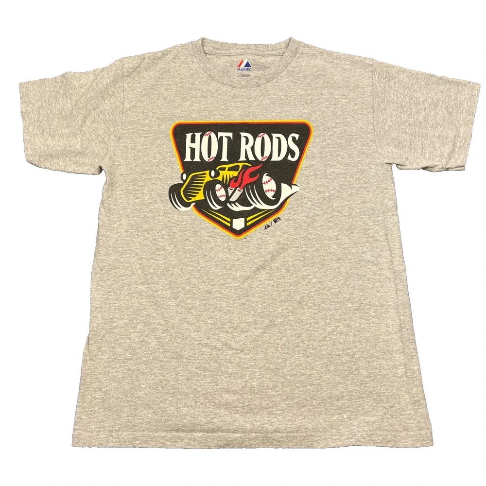 Majestic MiLB Bowling Green Hot Rods T Shirt Youth Large Gray Short Sleeve Tee